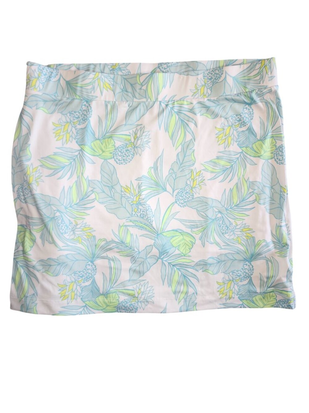 Stella Parker White Blue Green Leaf Print Mini Skort Size XL